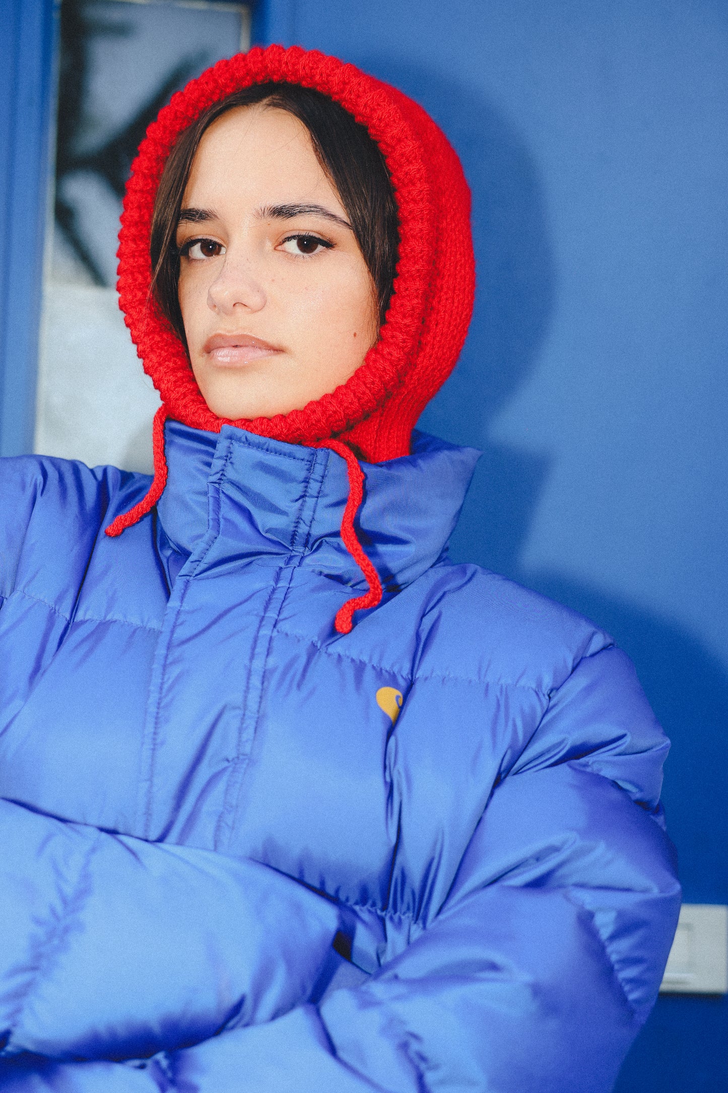 Balaclava hood BROWN + RED