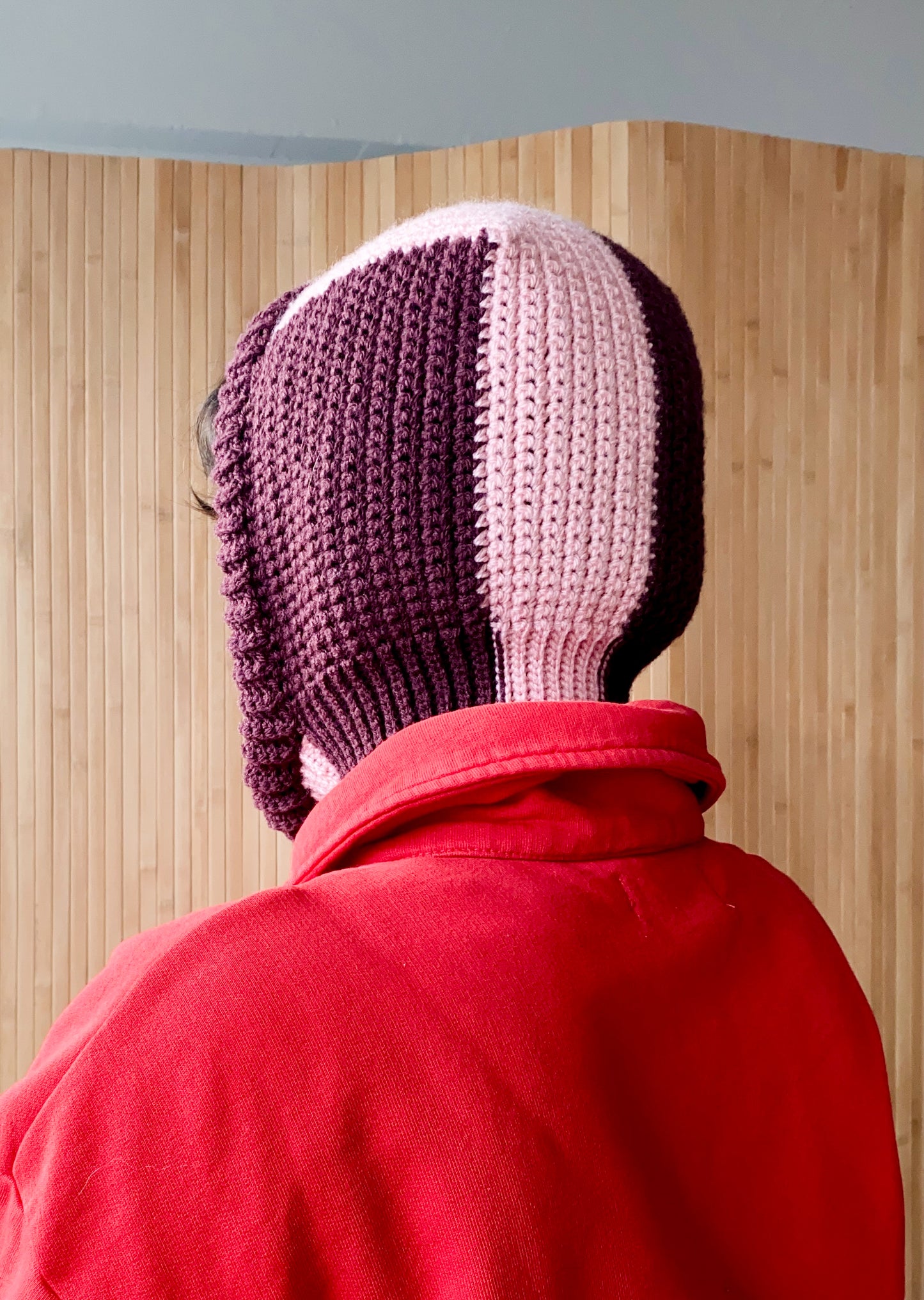Balaclava hood DUSTY PINK + BURGUNDY