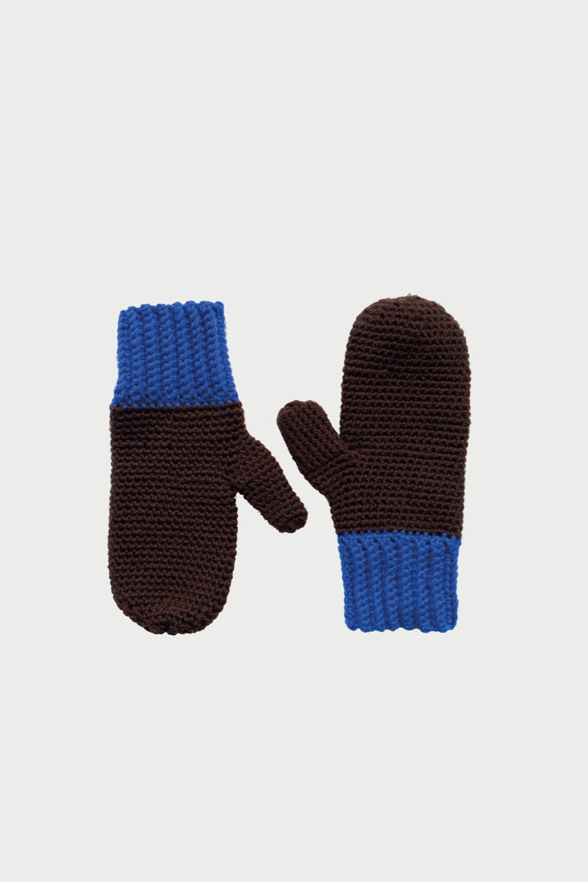 Wool mittens BROWN BLUE