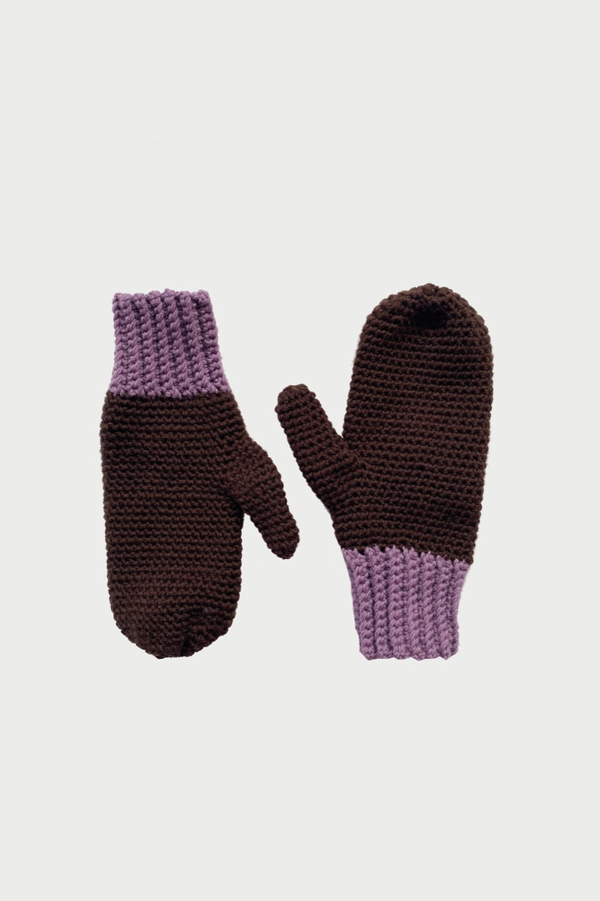 Wool mittens BROWN LILAC