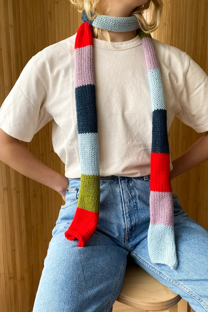 Skinny roll scarf COLORBLOCK