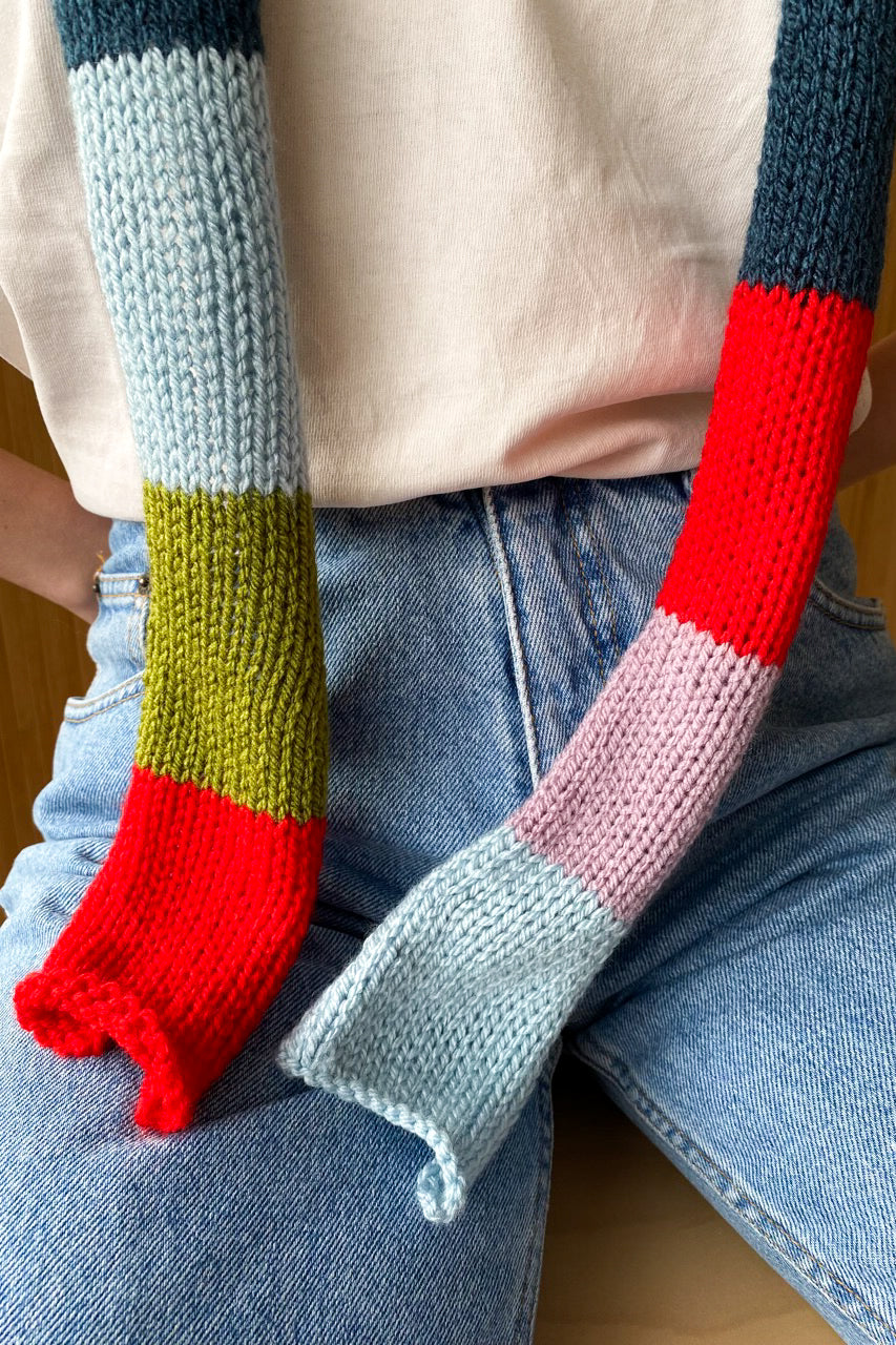 Skinny roll scarf COLORBLOCK