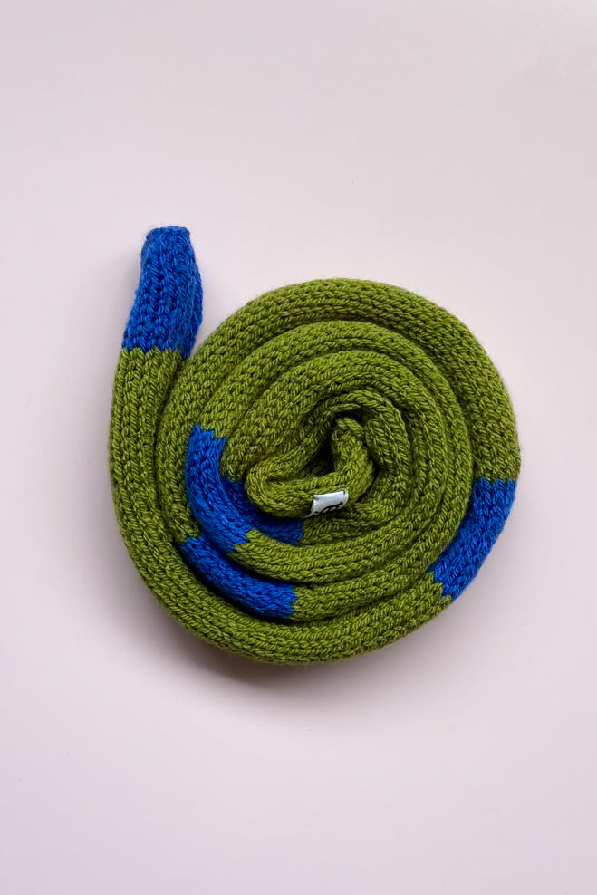 Skinny roll scarf MOSS GREEN MID BLUE