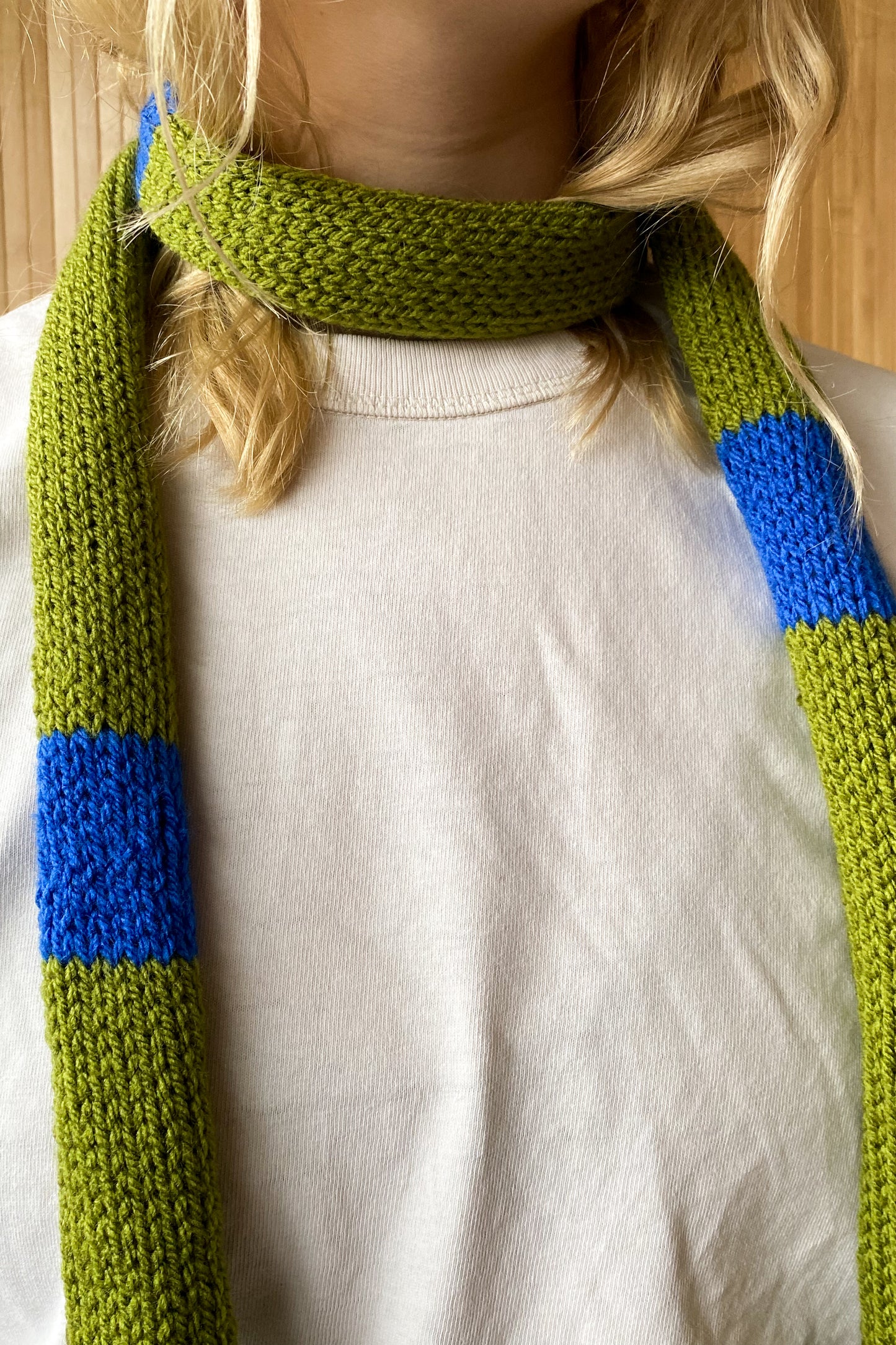Skinny roll scarf MOSS GREEN MID BLUE