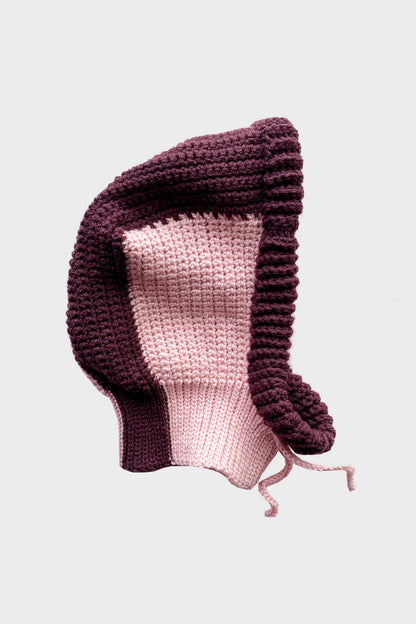 Balaclava hood DUSTY PINK + BURGUNDY