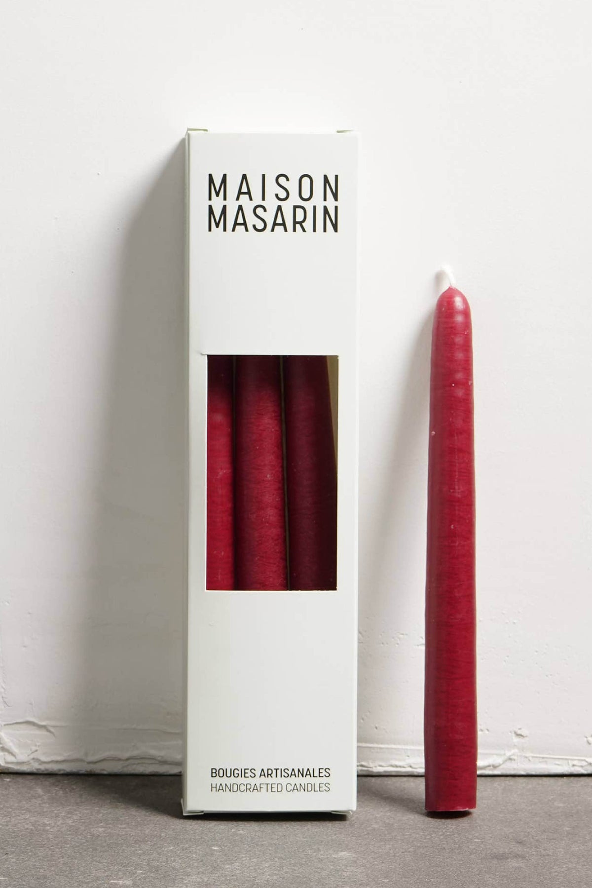 Handcrafted French Stick Candles Sang de Boeuf - Pack of 3 MAISON MASARIN