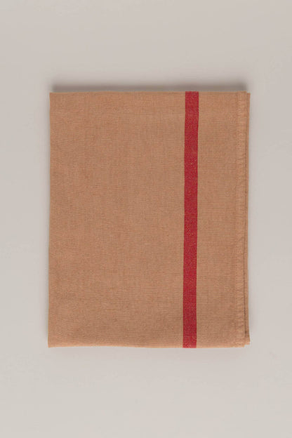 Linen-Cotton Tea Towel Poudre x Rayure Rouge MAISON MASARIN