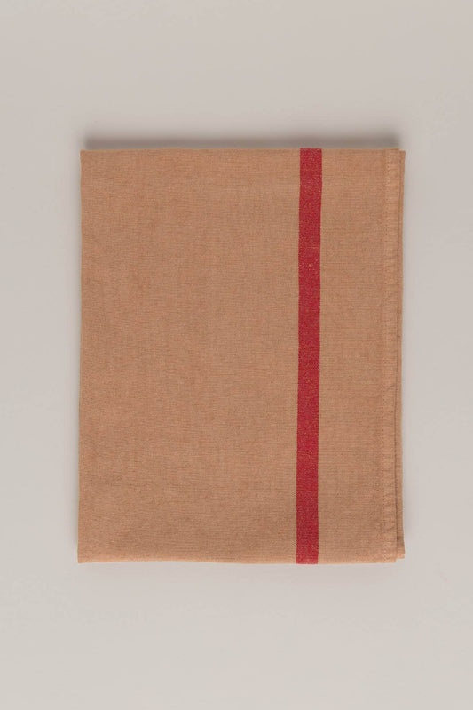 Linen-Cotton Tea Towel Poudre x Rayure Rouge MAISON MASARIN