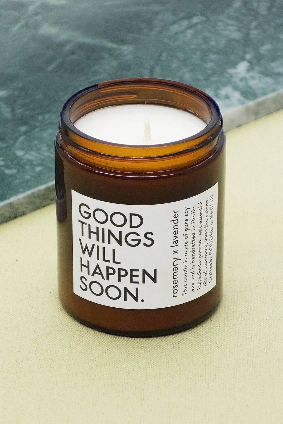 Rosemary x Lavender scented candle Good Things Will Happen Soon COUDRE BERLIN