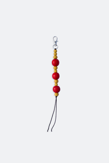Handmade keychain with wooden beads red and yellow