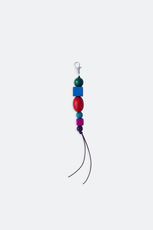 Handmade keychain with wooden beads multicolor