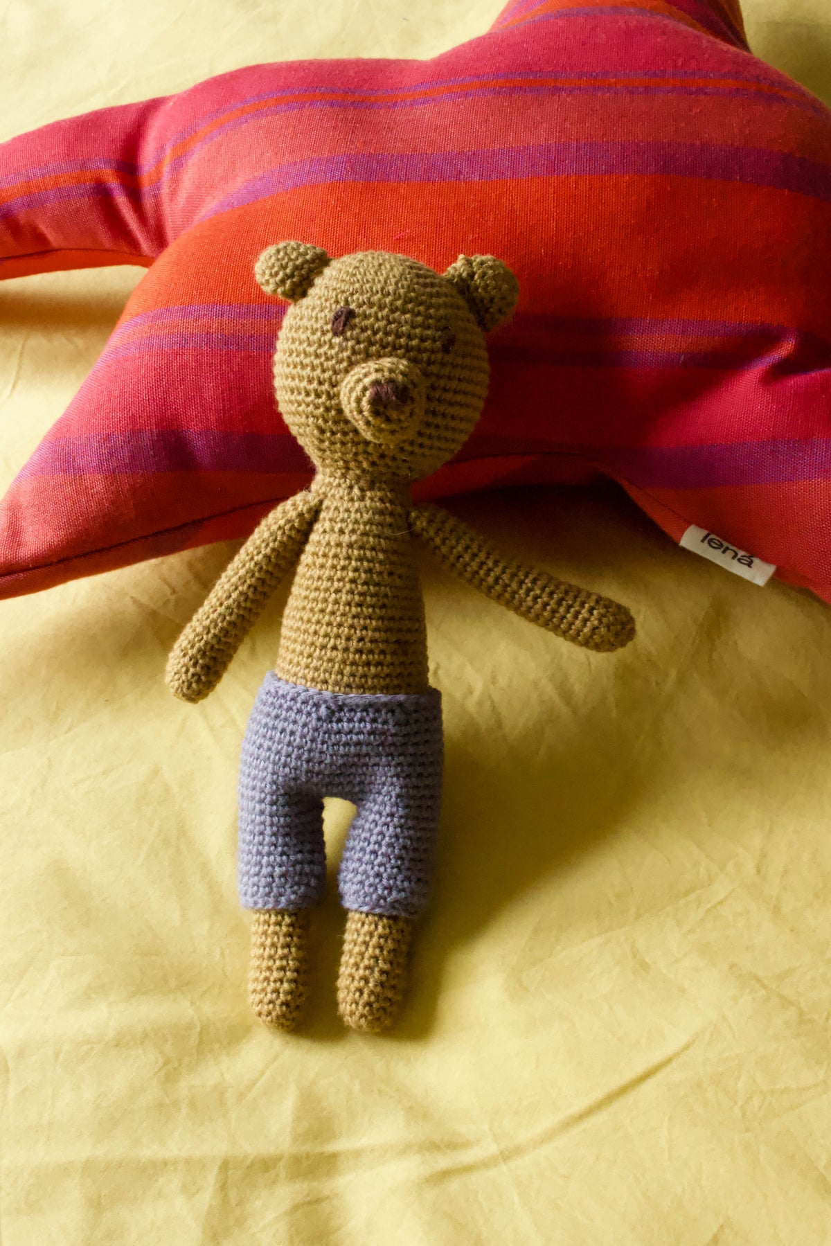 Handmade crochet bear lilac pants
