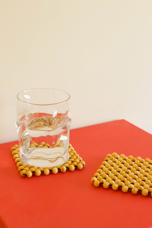 Handmade set of two coasters wood square