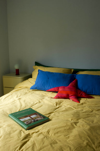 Handmade star pillow striped fuchsia