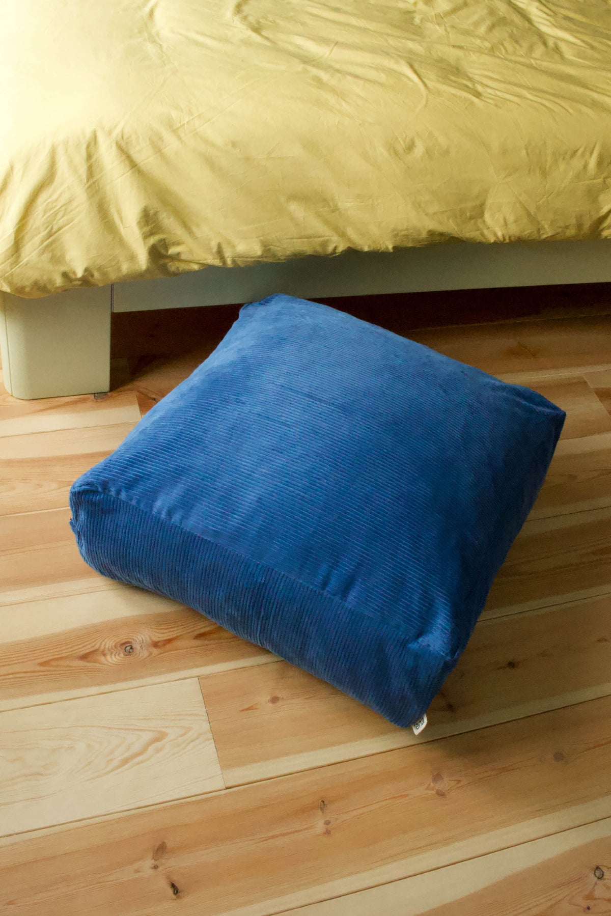 Handmade corduroy floor pouf blue