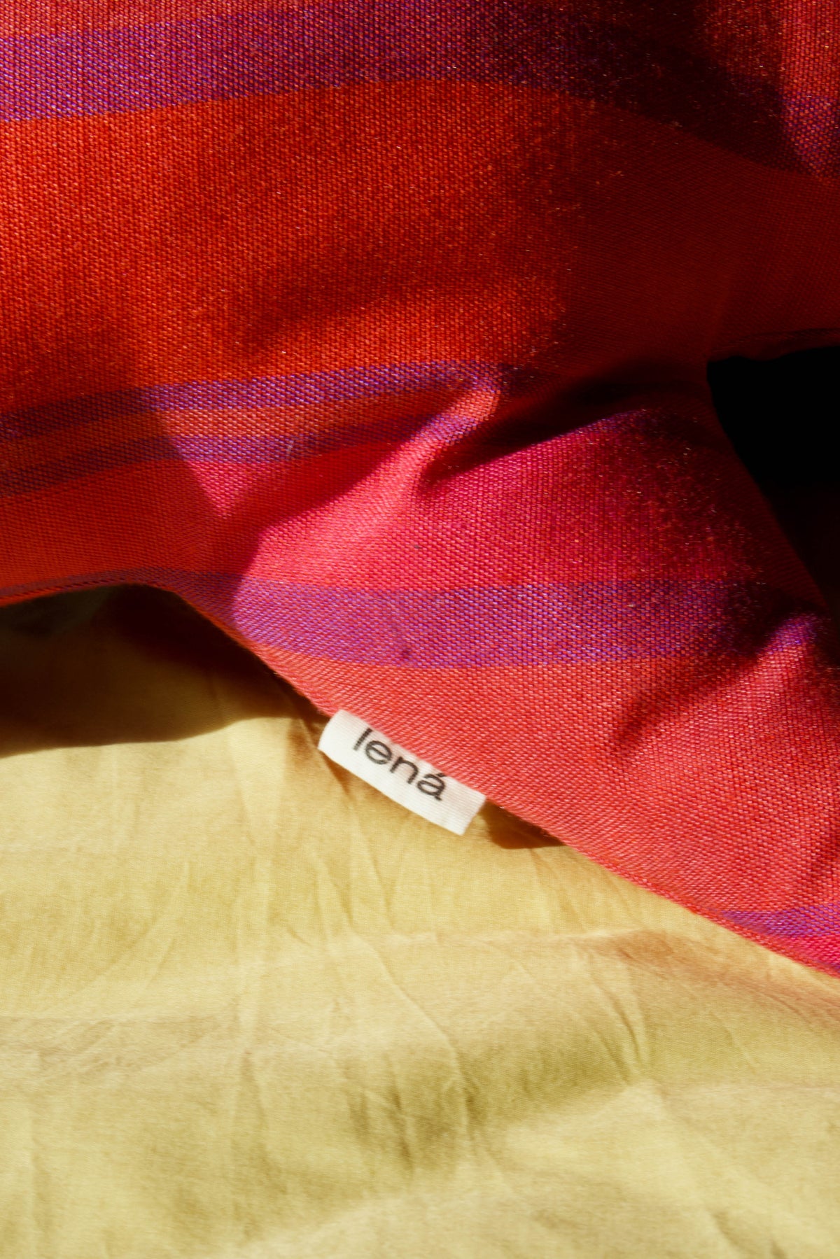 Handmade star pillow striped fuchsia