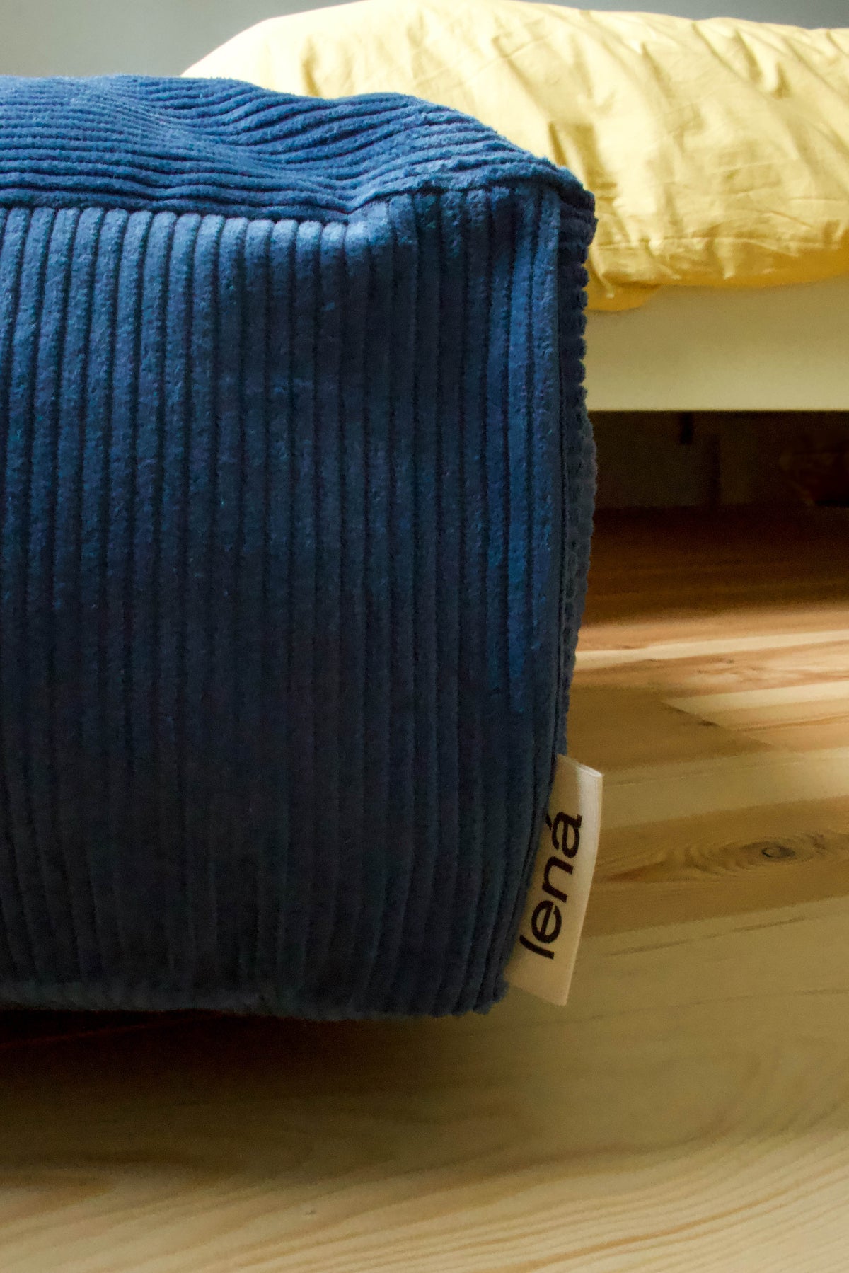Handmade corduroy floor pouf blue
