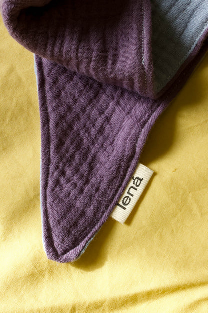 Handmade baby bandana bib duotone light blue/lilac