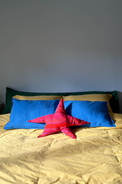 Handmade star pillow striped fuchsia