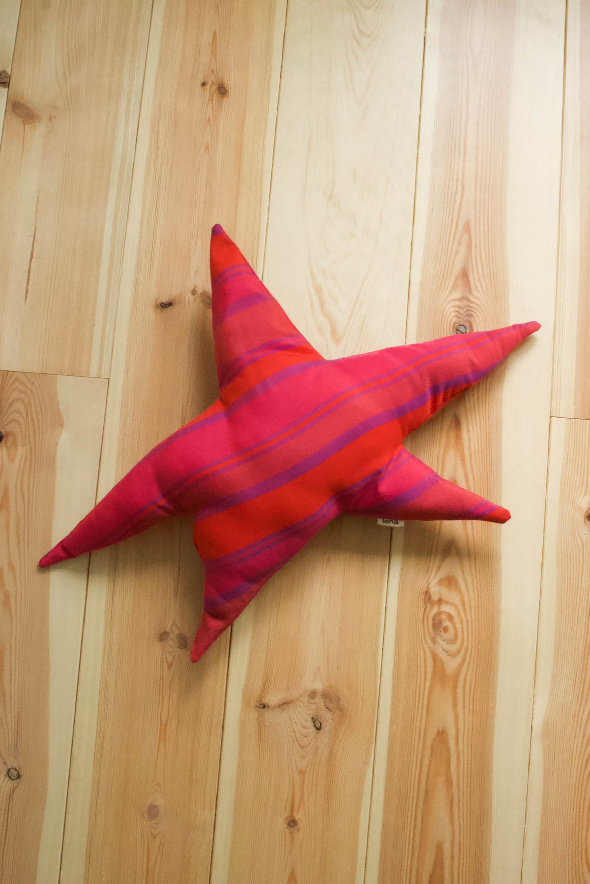 Handmade star pillow striped fuchsia