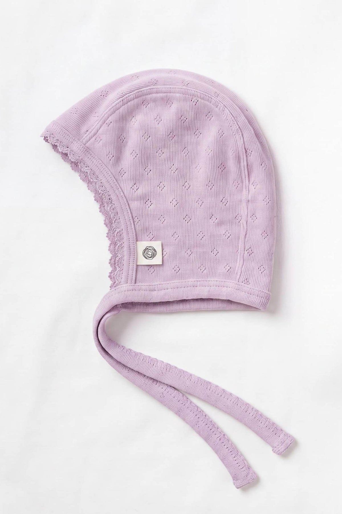 Wool bow hat Pointelle Merino Wool Lavender Frost LILLE BARN