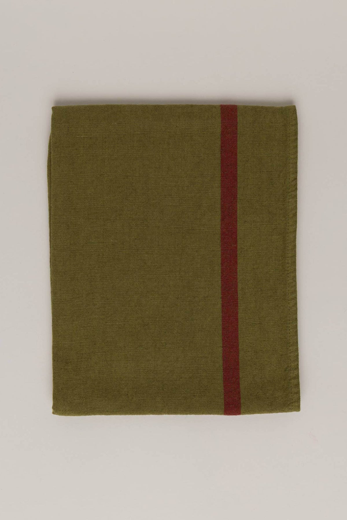 Linen-Cotton Tea Towel Chartreuse x Rayure Rouge MAISON MASARIN