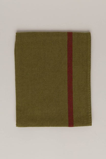 Linen-Cotton Tea Towel Chartreuse x Rayure Rouge MAISON MASARIN