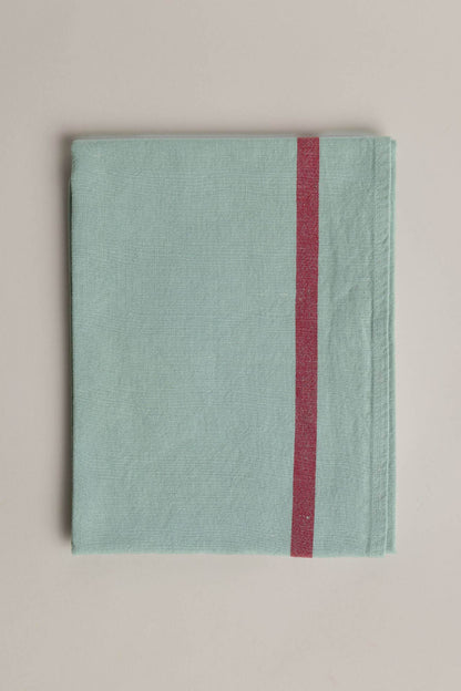 Linen-Cotton Tea Towel Verveine x Rayure Rouge MAISON MASARIN