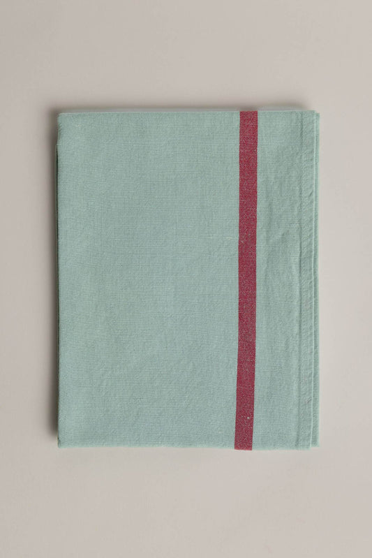 Linen-Cotton Tea Towel Verveine x Rayure Rouge MAISON MASARIN