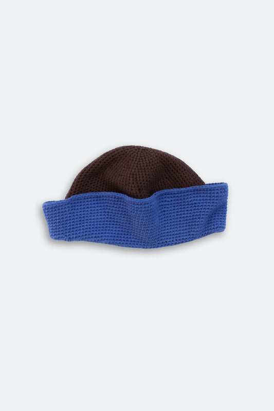 Handmade sailor hat crochet blue and brown