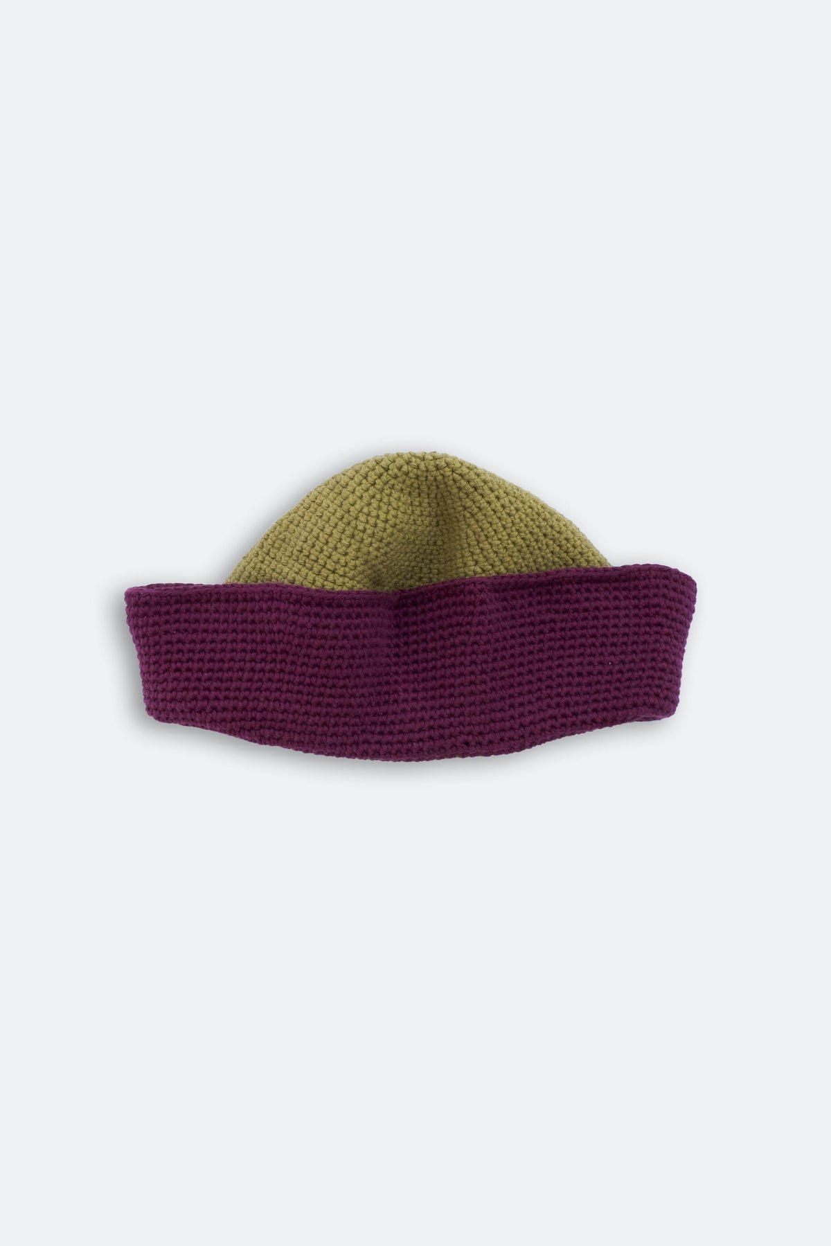 Handmade sailor hat crochet moss and aubergine