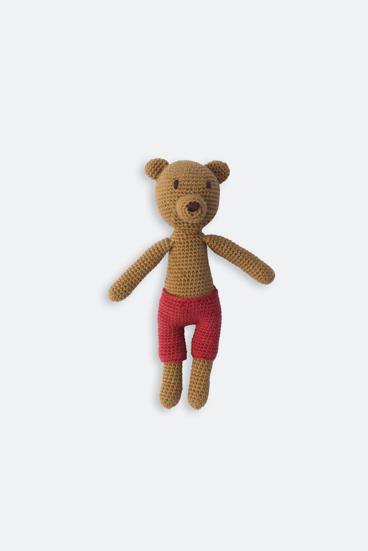 Handmade crochet bear red pants