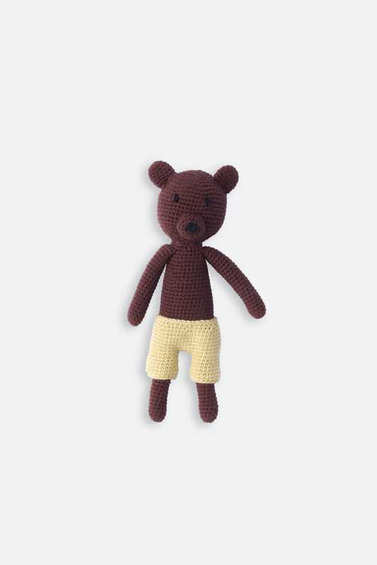 Handmade crochet bear light green pants