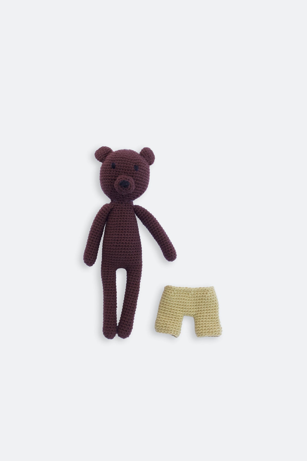 Handmade crochet bear light green pants