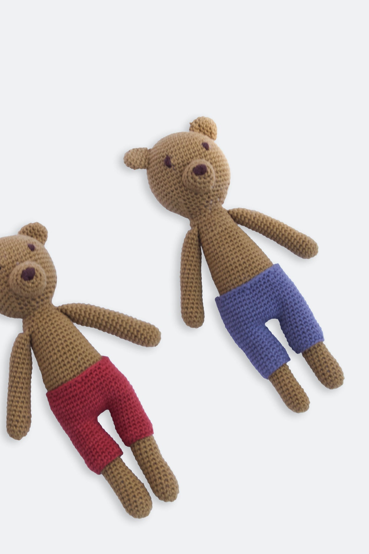 Handmade crochet bear red pants
