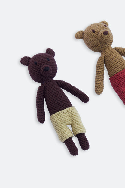 Handmade crochet bear light green pants
