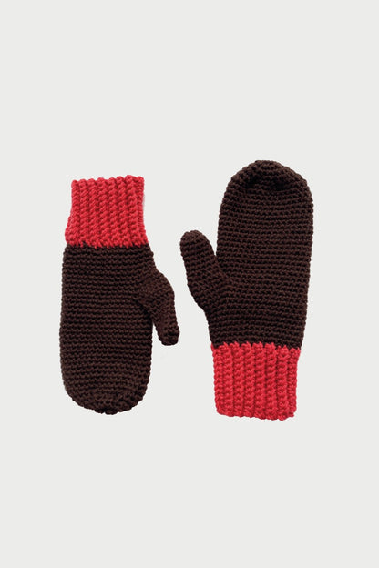 Wool mittens BROWN CORAL